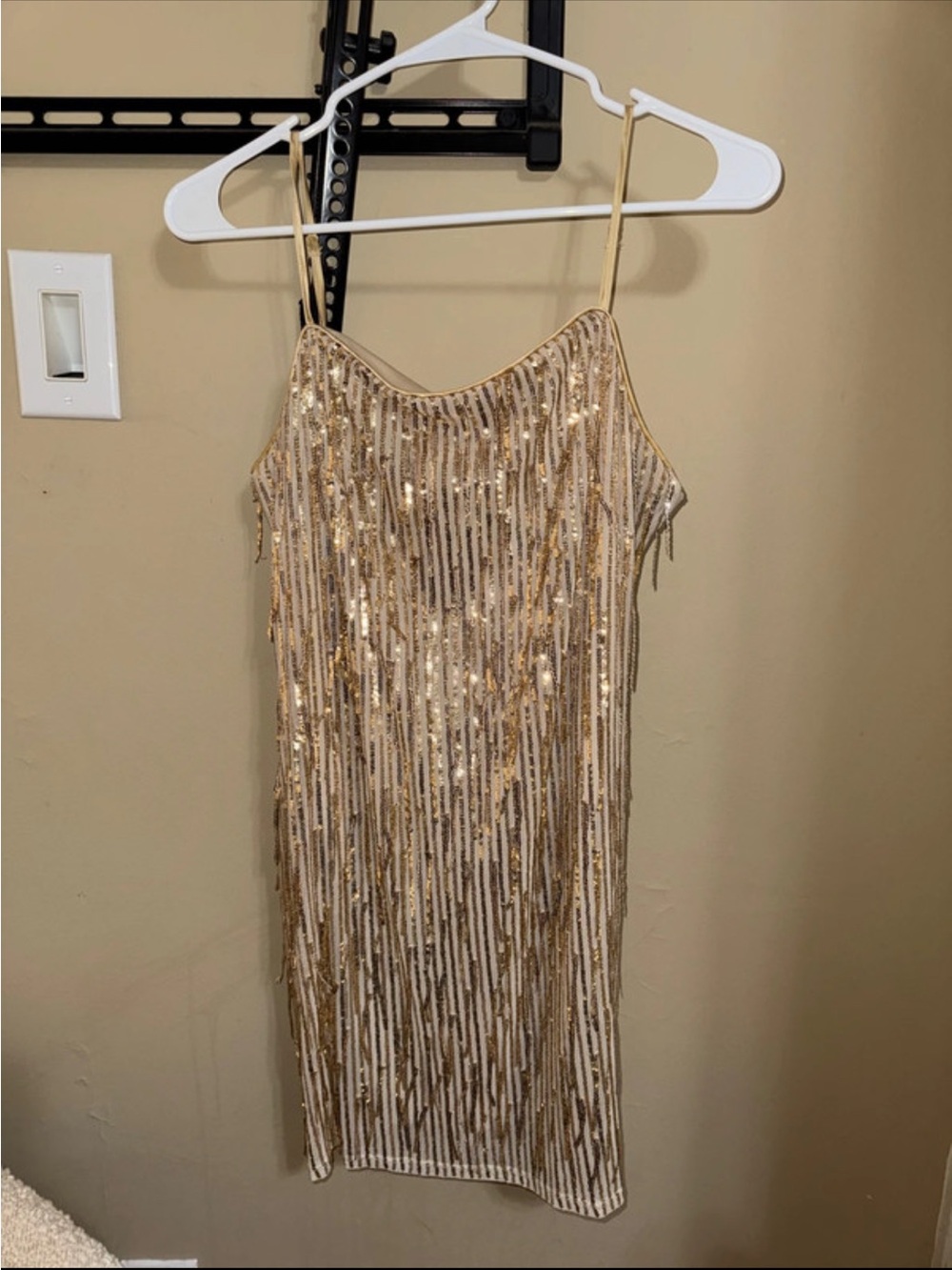 Gold Sequin Slip Dress - Elegant Evening Dress